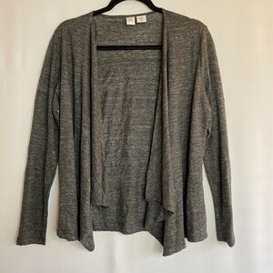 Artisan NY 100% Linen Open Front Cardigan Grey Neutral Basic Womens M